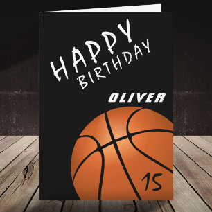Carte Basket-ball Sports Balle Noir Garçons Joyeux Anniv