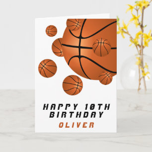 Carte Basket Balls Orange Enfants Garçon Joyeux Annivers