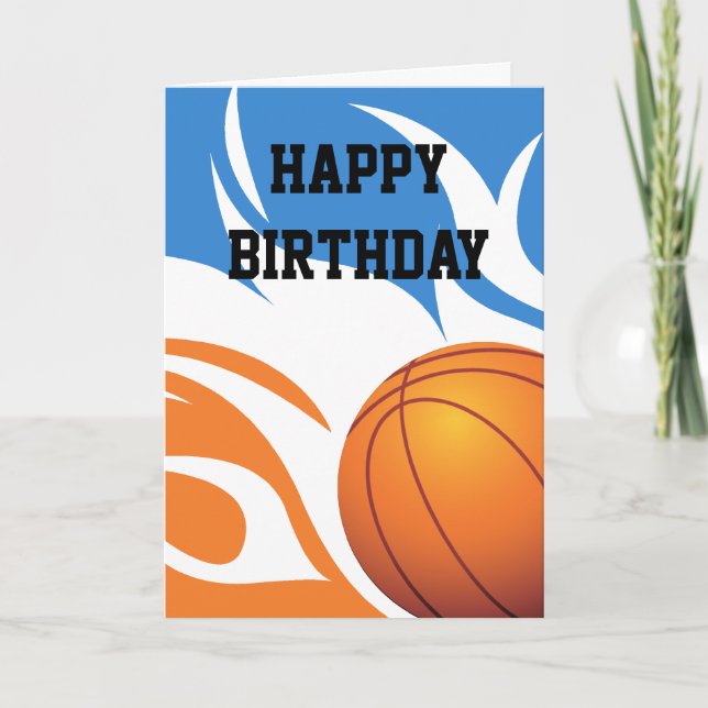 Carte Basket flamboyant bleu et orange (Devant)