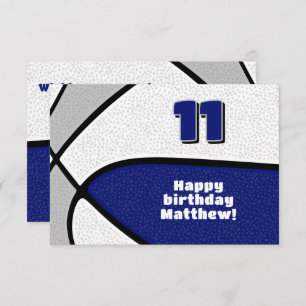 Carte basket joyeux anniversaire bleu gris équipe couleu