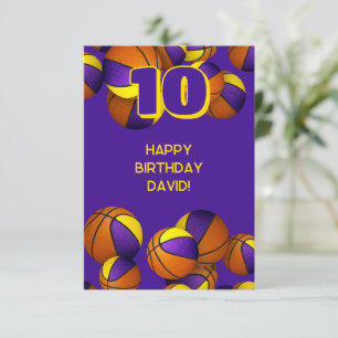 Carte basket joyeux anniversaire violet or de l'équipe c