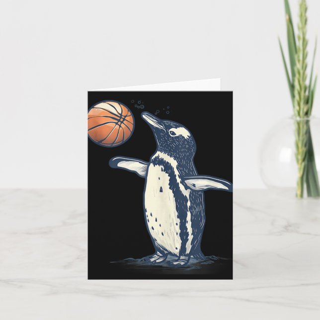 Carte Basketball Animal Art Manchot Amateur de Basket-ba (Devant)