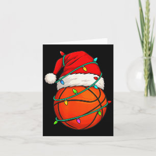 Carte Basketball avec chapeau de Père Noël drôle de Noël