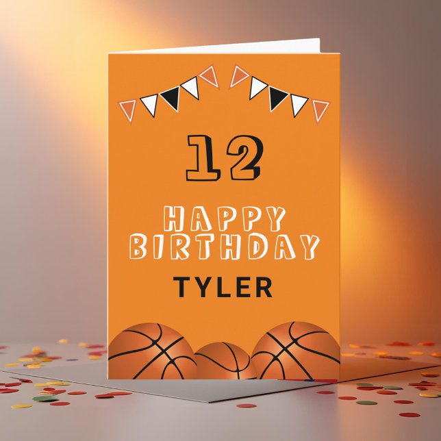 Carte Basketball Ball et drapeaux Anniversaire de enfant (Créateur téléchargé)