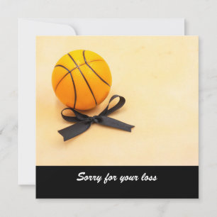 Carte Basketball désolé pour votre perte avec ruban noir