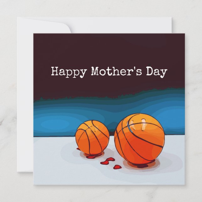 Carte Basketball Fête des mères à maman avec amour coeur (Devant)