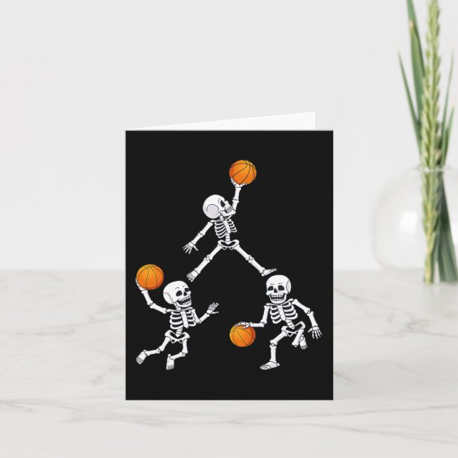 Carte Basketball Halloween Skeleton Dunking Dribble Boys (Devant)