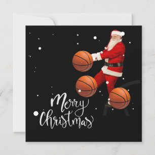 Carte Basketball Joyeux Noël avec le Père Noël