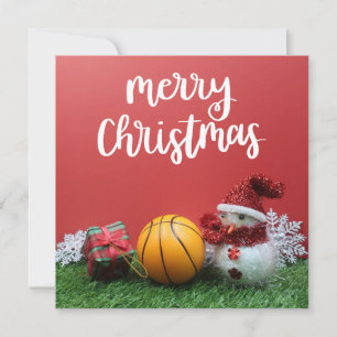 Carte Basketball Joyeux Noël avec Snowman