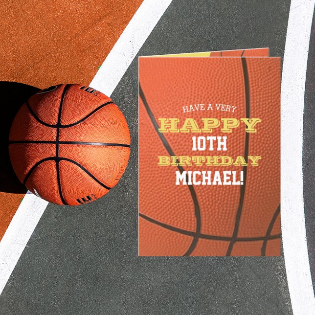 Carte Basketball Look Ajouter votre nom et année Anniver (Créateur téléchargé)