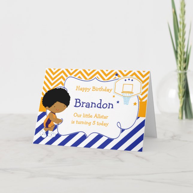 Carte Basketball mignon African American Birthday Party (Devant)