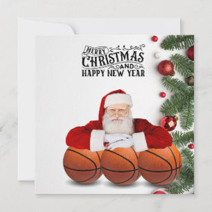 Carte Basketball Père Noël Joyeux Noël Nouvel An