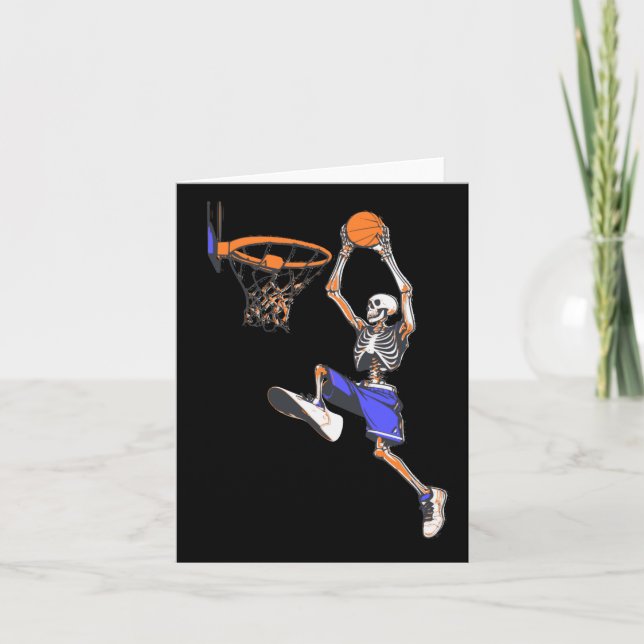 Carte Basketball Slam Dunk Skeleton Halloween (Devant)