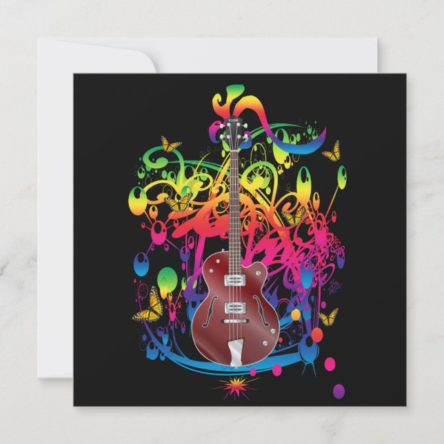 Carte Basse guitare couleur splash (Devant)
