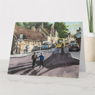 Carte Basse Rue Scène Bruges Aquarelle