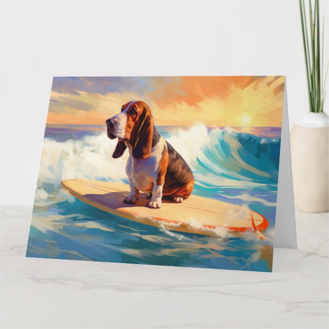 Carte Basset Hound Beach Surf Peinture (Devant)