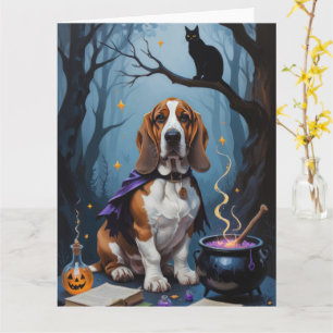 Carte Basset Hound Chien Whimsical Halloween Peinture