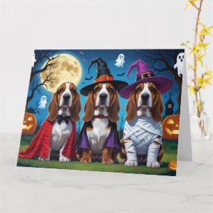 Carte Basset Hound Chiens Citrouille Halloween Funny