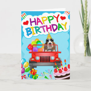 Carte Basset Hound Dog Conduite avec ballon