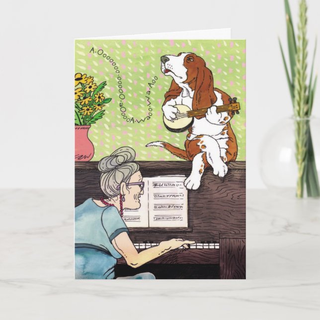 Carte Basset Hound - Howling Anniversaire (Devant)