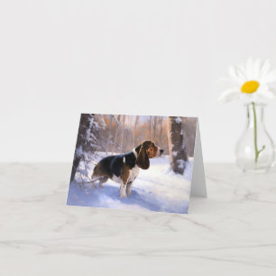 Carte Basset Hound Laisser neiger Noël