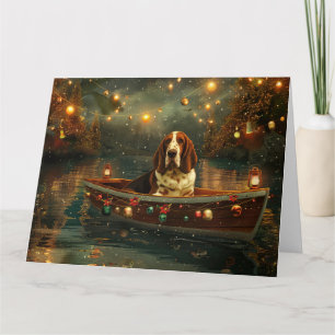 Carte Basset Hound Noël Festive Voyage