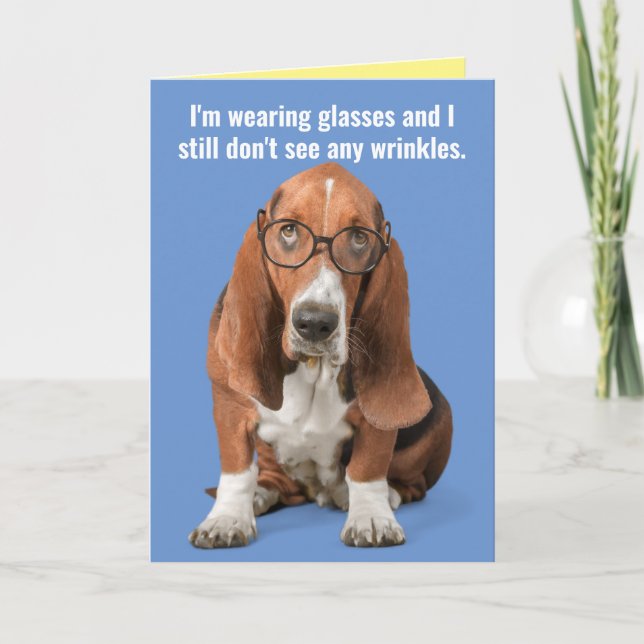 Carte Basset Hound Portant Des Lunettes, Ne Voit Pas De  (Devant)