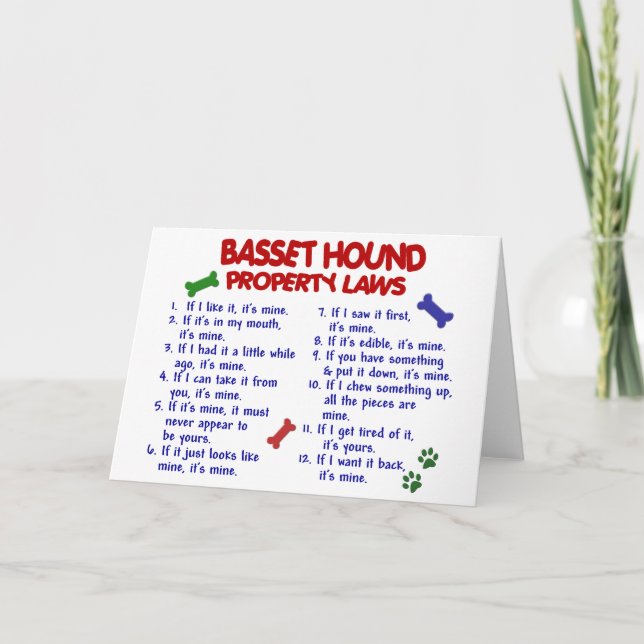 Carte BASSET HOUND, propriété Lois 2 (Devant)