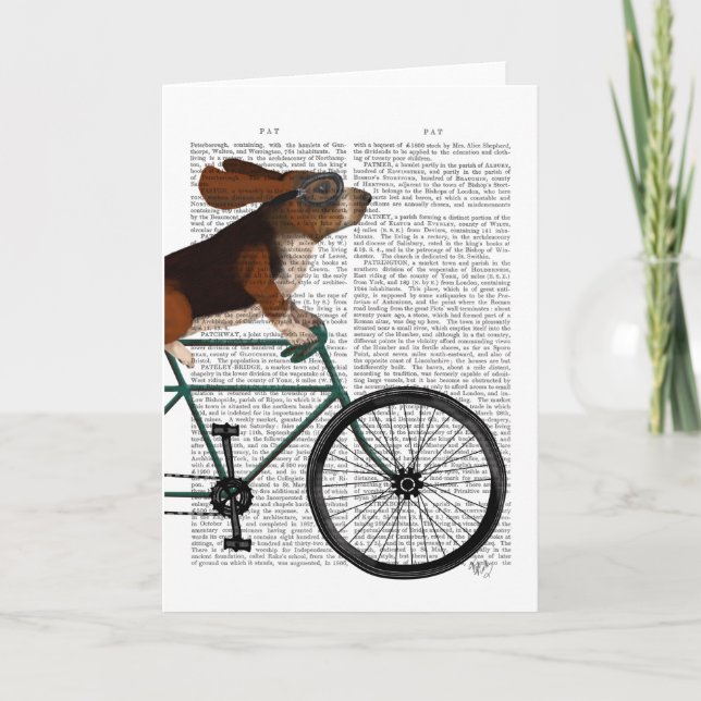 Carte Basset Hound sur bicyclette (Devant)