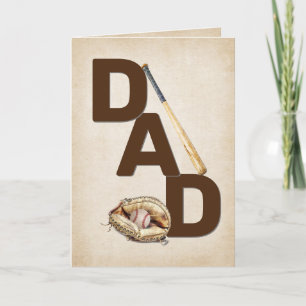 Carte Bat et gant de baseball papa