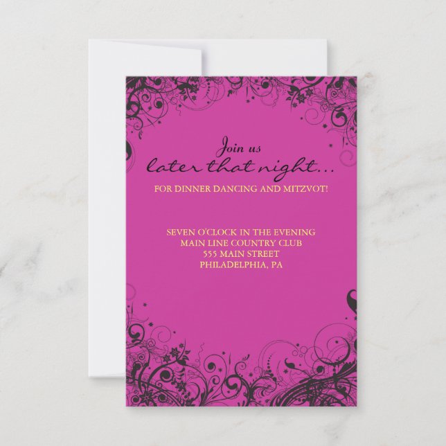 Carte Bat mitzvah de soirée ESPRITS & ÉTOILES (Devant)