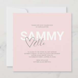 Carte Bat mitzvah de typographie moderne