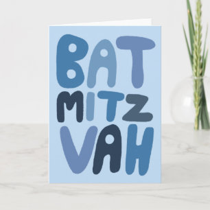 Carte BAT MITZVAH Lettres Bulles Modernes Personnalisabl