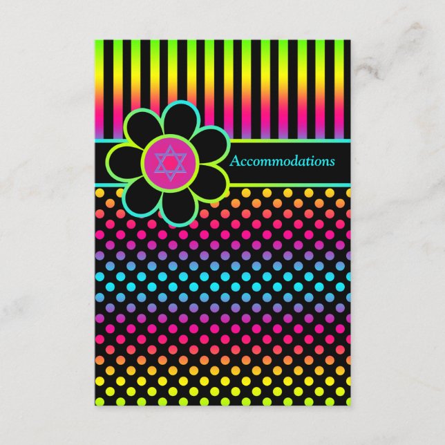 Carte Bat mitzvah Neon Stripes Pois (Devant)