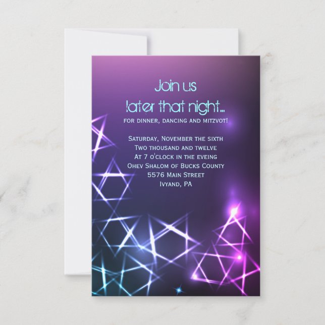 Carte Bat mitzvah pour les STARS et les LUMIÈRES (Devant)