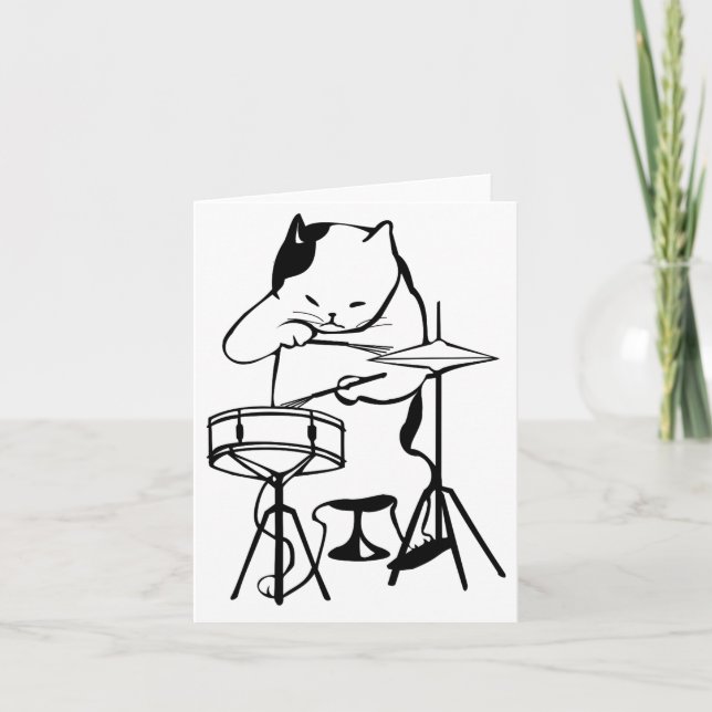 Carte Batch Cat Drums Musician Rock Jazz Funny Cute (Devant)