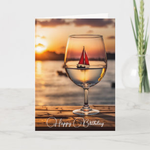 Carte Bateau À Voile En Verre Vin Anniversaire