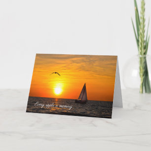 Carte Bateau à voile et coucher de soleil sur le lac sym