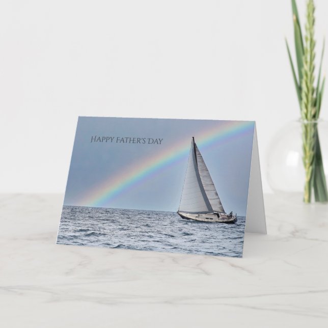 Carte Bateau à voile et Fête des pères arc-en-ciel (Devant)