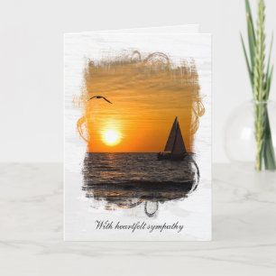 Carte Bateau à voile Sunset avec Sympathie Seagull