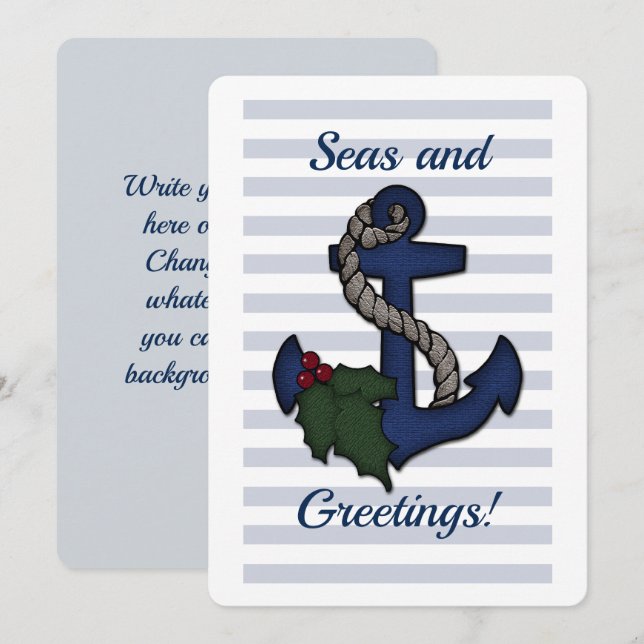 Carte Bateau Ancres Mer et salutations Noël nautique (Devant / Derrière)