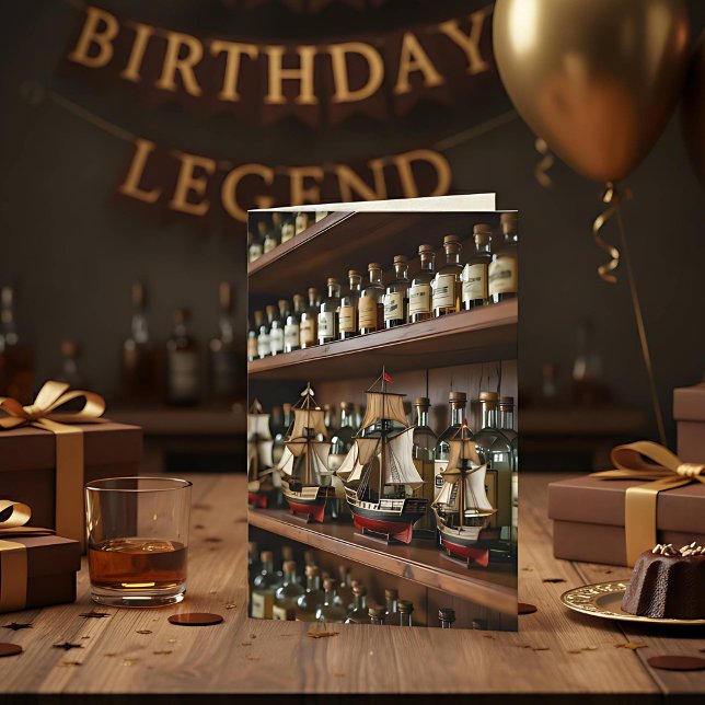 Carte Bateau, Bateaux, Bouteilles de Booze Anniversaire (Créateur téléchargé)