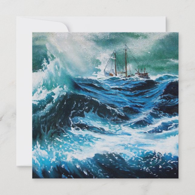 Carte Bateau dans la mer dans la tempête (Devant)