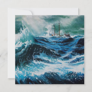 Carte Bateau dans la mer dans la tempête
