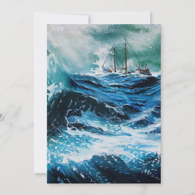 Carte Bateau dans la mer dans la tempête (Devant)