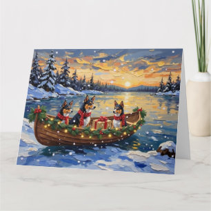 Carte Bateau de Noël Basenji pour les Fêtes