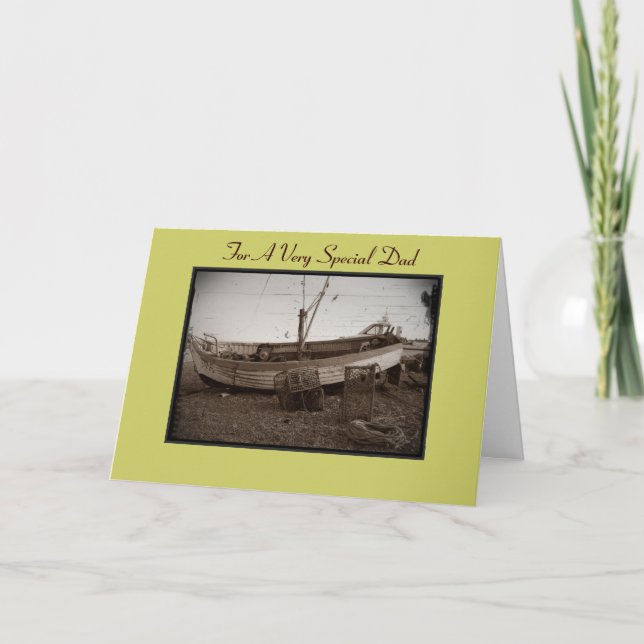 Carte bateau de pêche avec des pots de homard sur la pla (Devant)