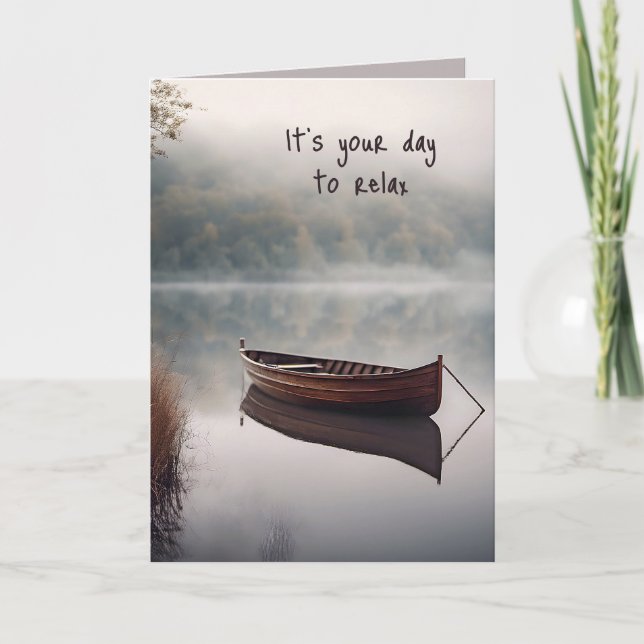 Carte Bateau En Bois Sur Le Lac Anniversaire (Devant)