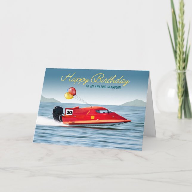 Carte Bateau haute performance Grandson 30th Birthday (Devant)