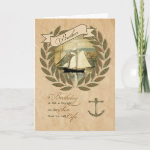 Carte Bateau nautique d'anniversaire du frère